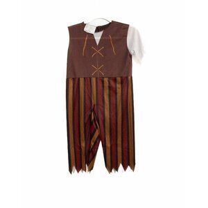 Pirates Kids Boy Brown and White Polyester Halloween Costume Set Size S